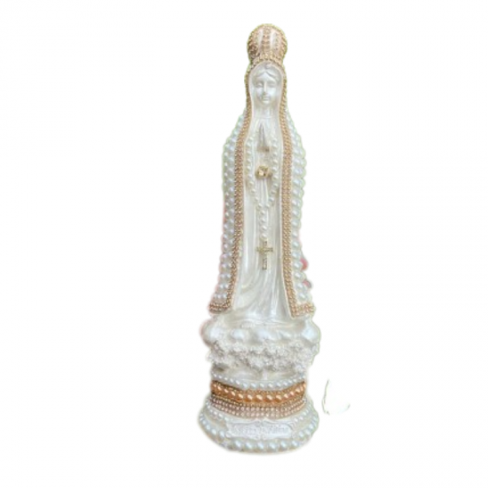 Nossa Senhora de Fátima de 32 cm  dourada pérola 